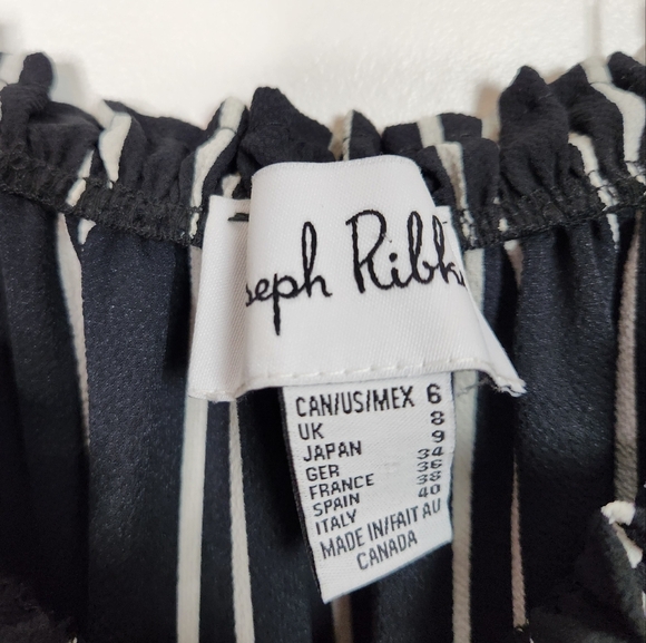 Joseph Ribkoff Black White Stripe Top Off Shoulder Bell Sleeves Size 6 Travel - Picture 6 of 8